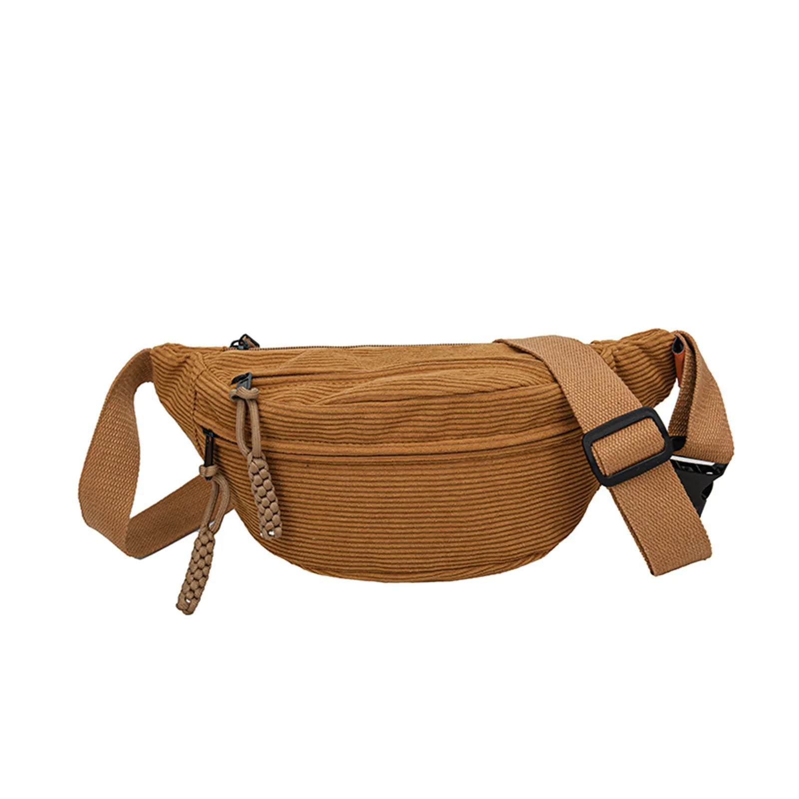 flence New Casual Corduroy Belt Bags for Women Simple Fashion Fanny Pack Female Banana Waist Bag Hip Purse Shoulder Crossbody Chest Bag
