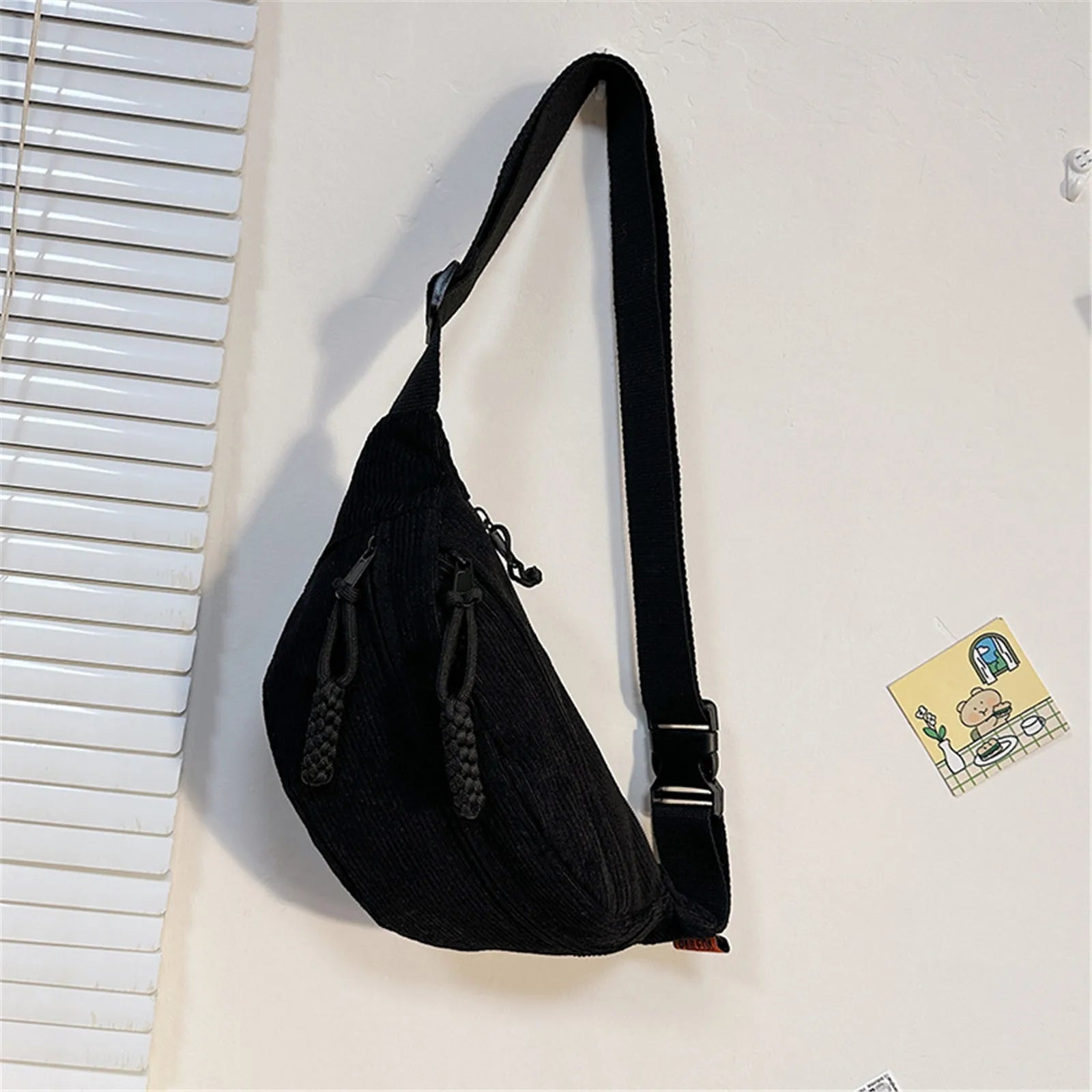 flence New Casual Corduroy Belt Bags for Women Simple Fashion Fanny Pack Female Banana Waist Bag Hip Purse Shoulder Crossbody Chest Bag
