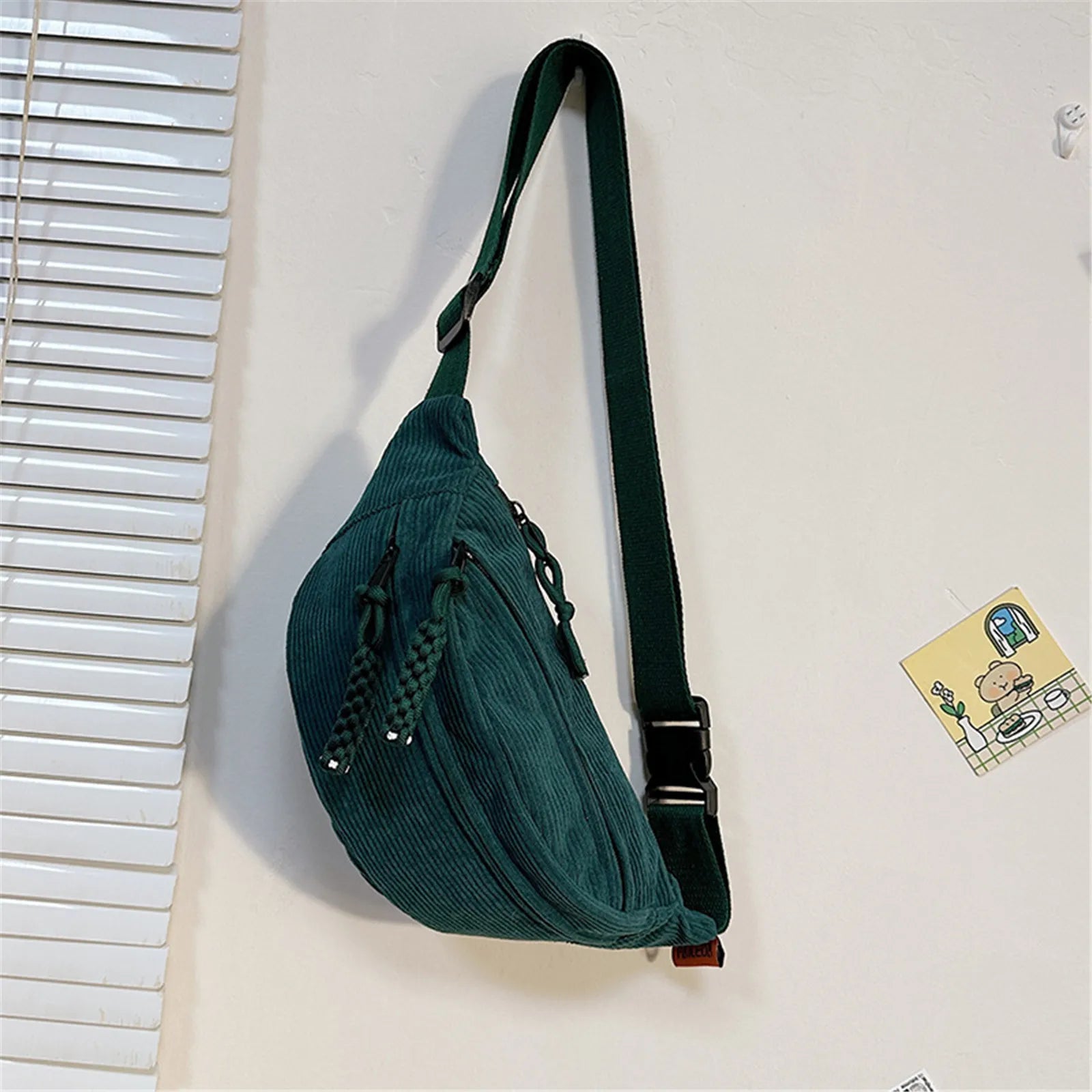 flence New Casual Corduroy Belt Bags for Women Simple Fashion Fanny Pack Female Banana Waist Bag Hip Purse Shoulder Crossbody Chest Bag